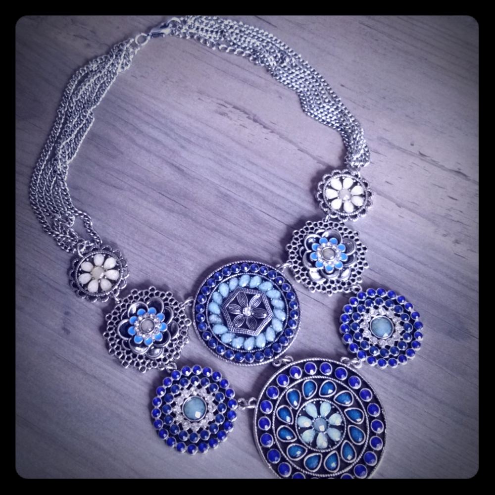 💙 Blue & Turquoise Statement Necklace